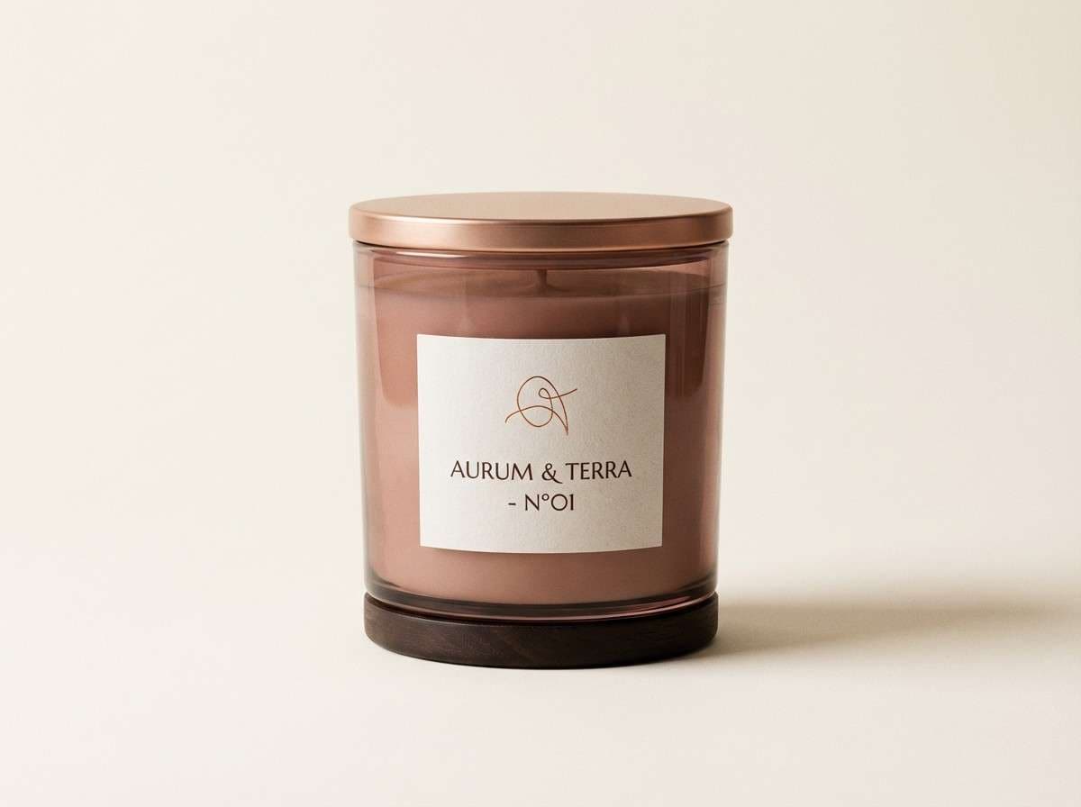 luxury candle in soft copper tones