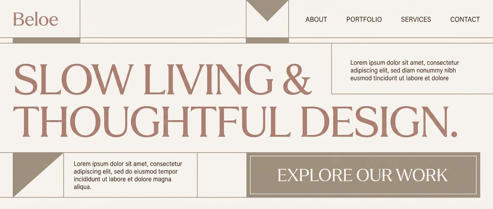 minimal landing page in rose taupe