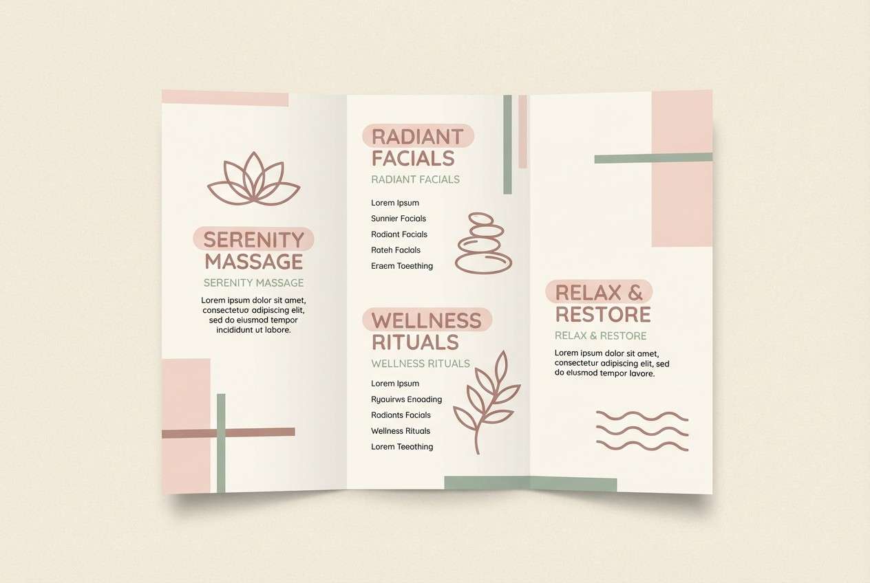 spa brochure in blush and sage