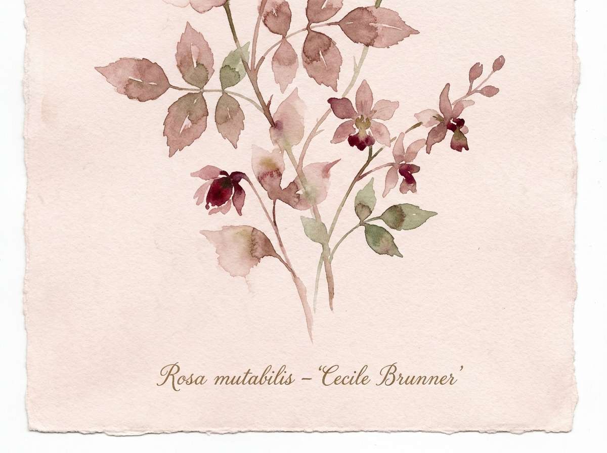 botanical print in blush and greens