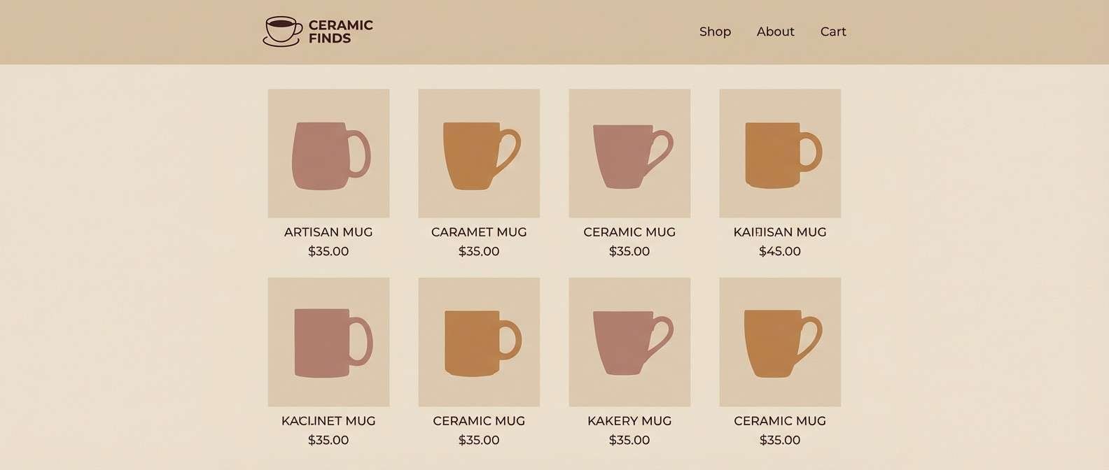 ecommerce ui in cafe neutrals