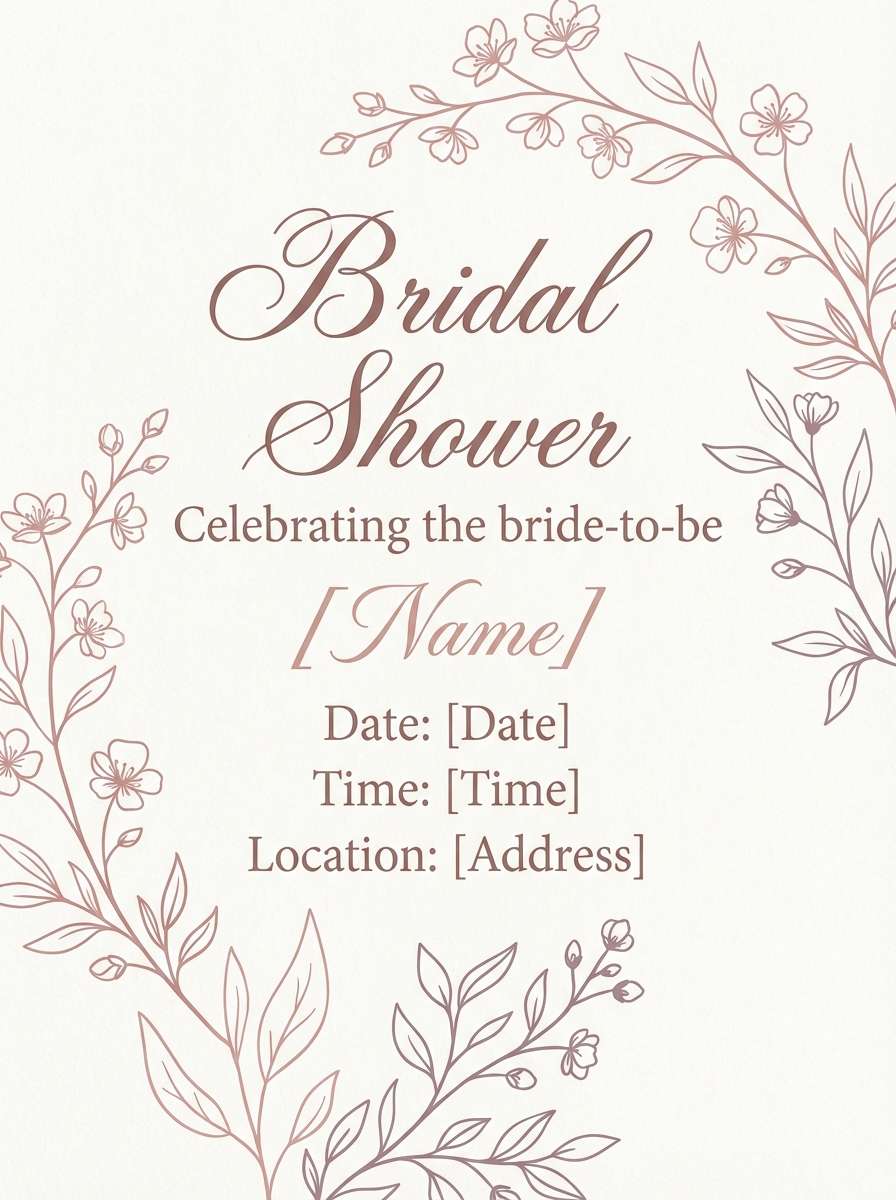 bridal shower flyer in rosy tones