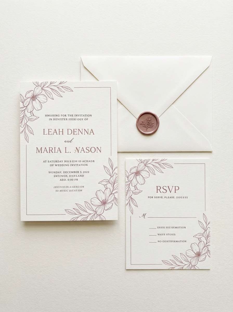 dusty blush wedding invitation