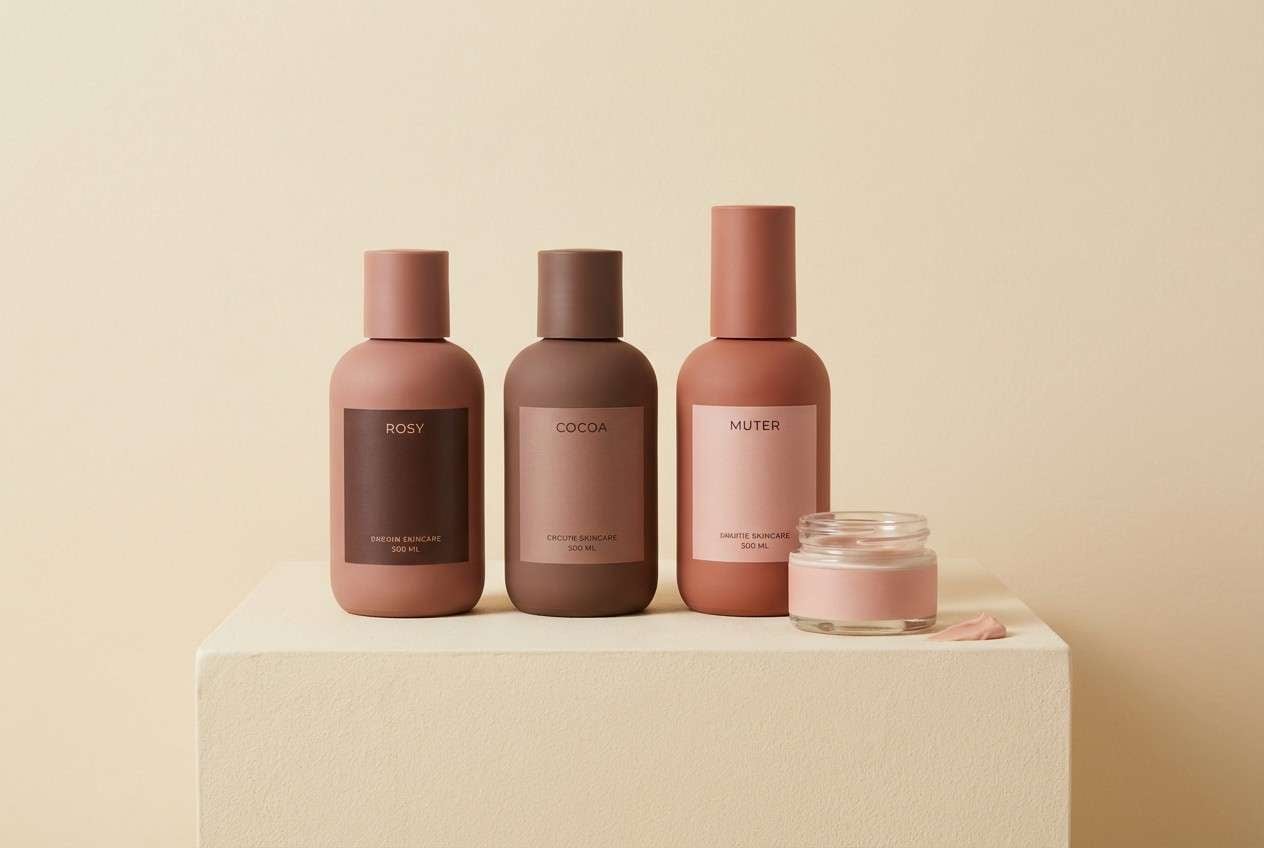 skincare ad in cocoa blush tones