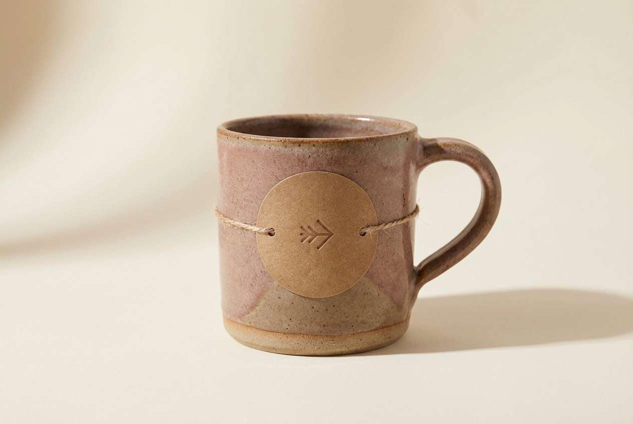 ceramic mug with clay cream tones