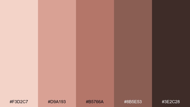 rosy clay earth rose color palette with hex codes