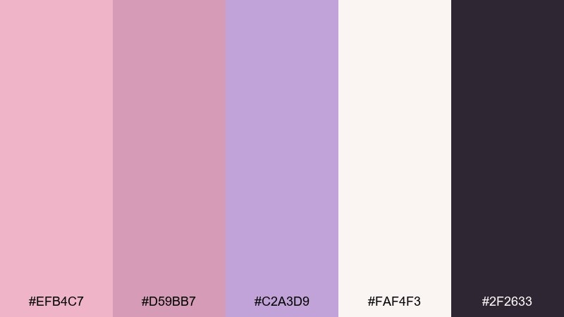 rosy mauve minimal pink lilac color palette with hex codes