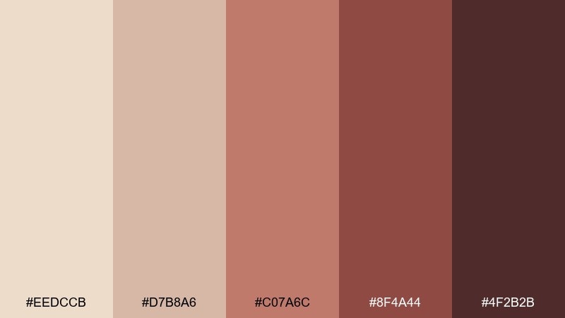 rosy mocha beige red color palette with hex codes