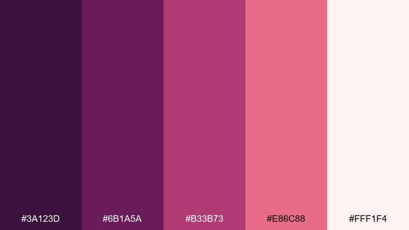 rosy mulberry color palette with hex codes