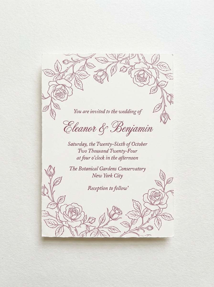 rosy mulberry wedding invite