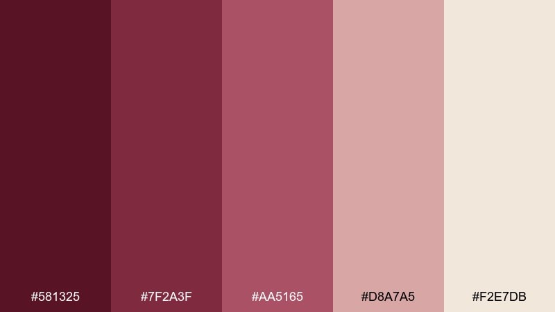 rosy tannin wine color palette with hex codes