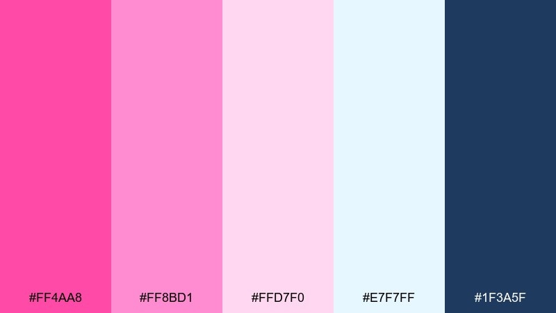 rosy tech gradient pink flamingo color palette with hex codes