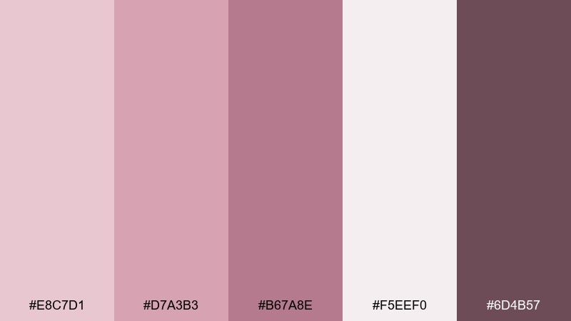 rosy vellum color palette with hex codes