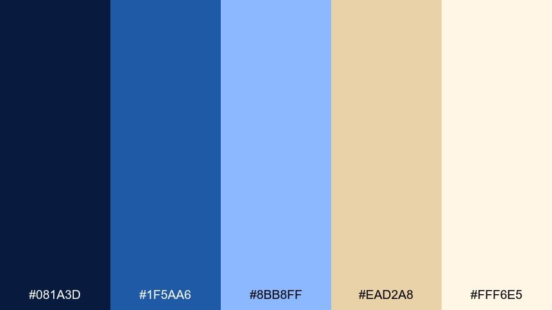 royal blue clotted cream color palette with hex codes