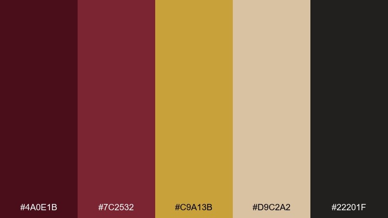 royal hearth maroon gold color palette with hex codes