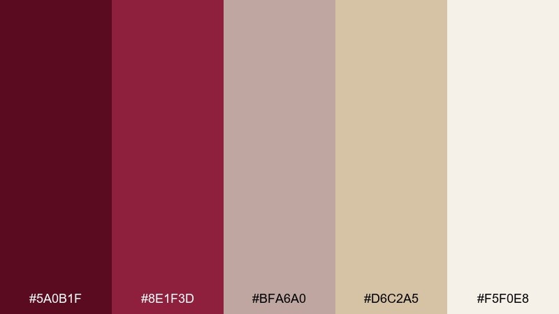 royal maroon silk color palette with hex codes