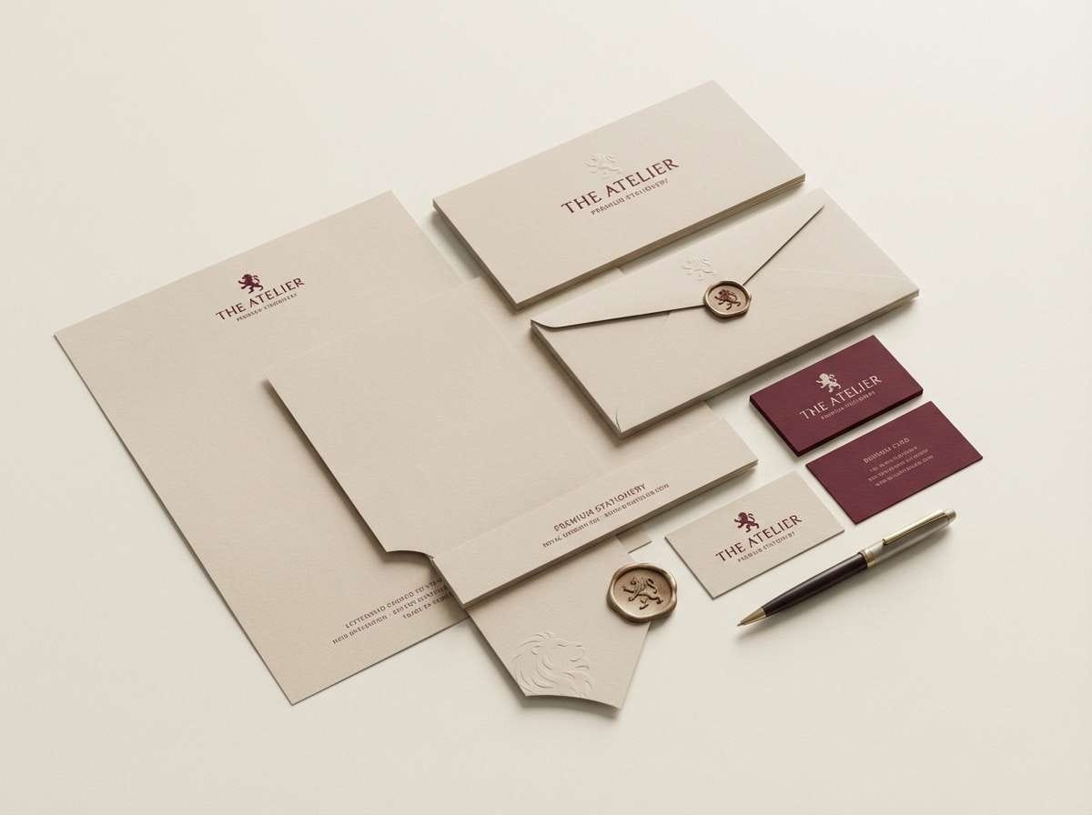 stationery set in royal maroon