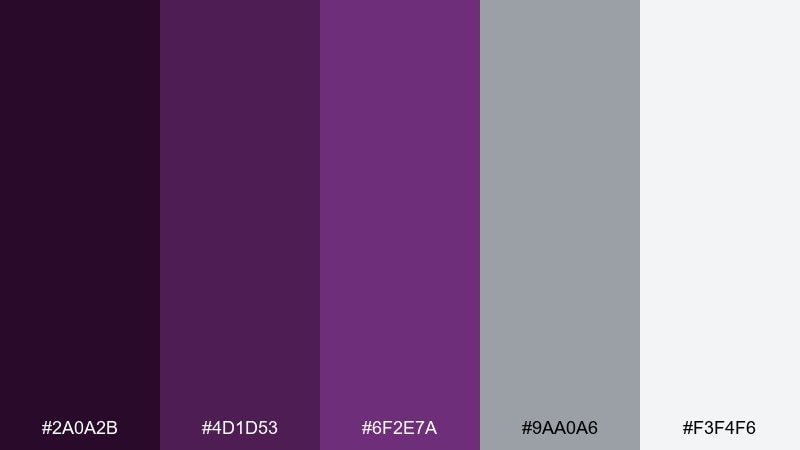 royal plum and silver purple plum color palette with hex codes
