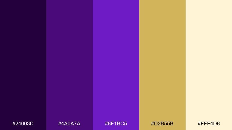 royal purple gold color palette with hex codes