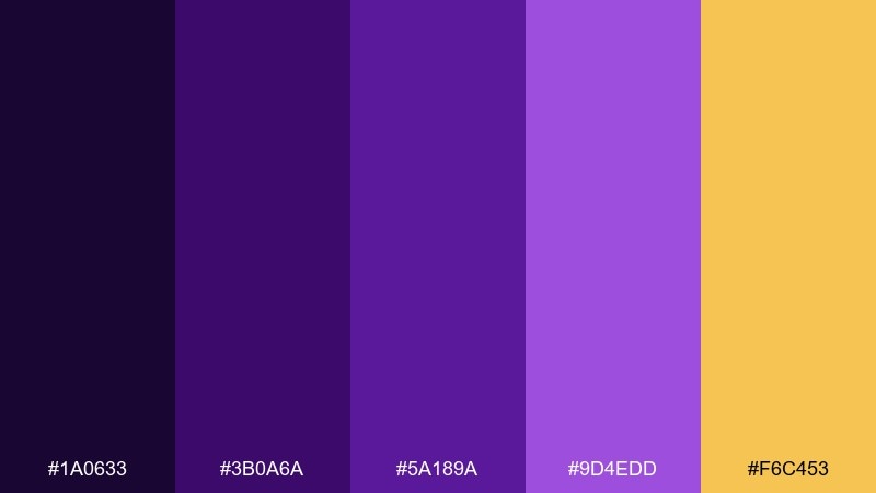 royal violet gold violet color palette with hex codes