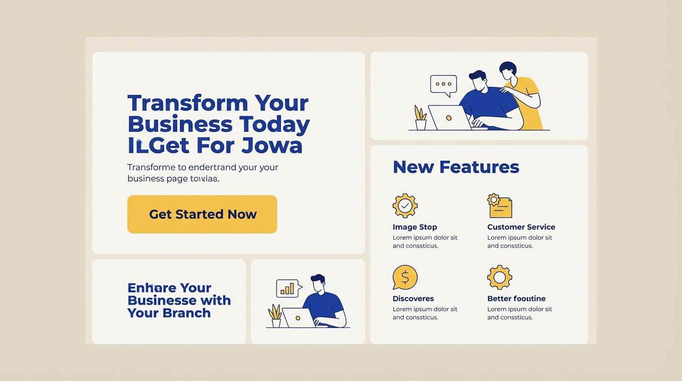 startup landing in royal blue yellow