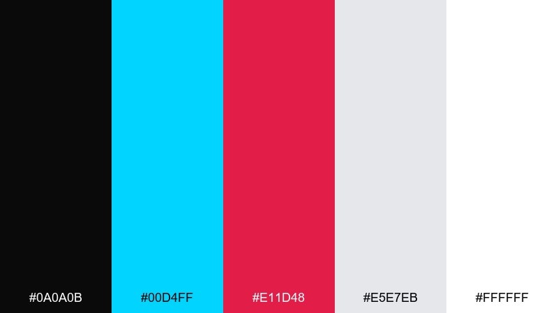 ruby cyan minimal contrast color palette with hex codes