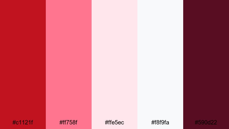 ruby & lace color palette with hex codes