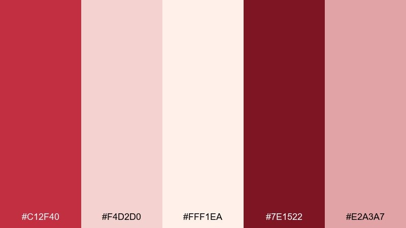 ruby meringue red cream color palette with hex codes
