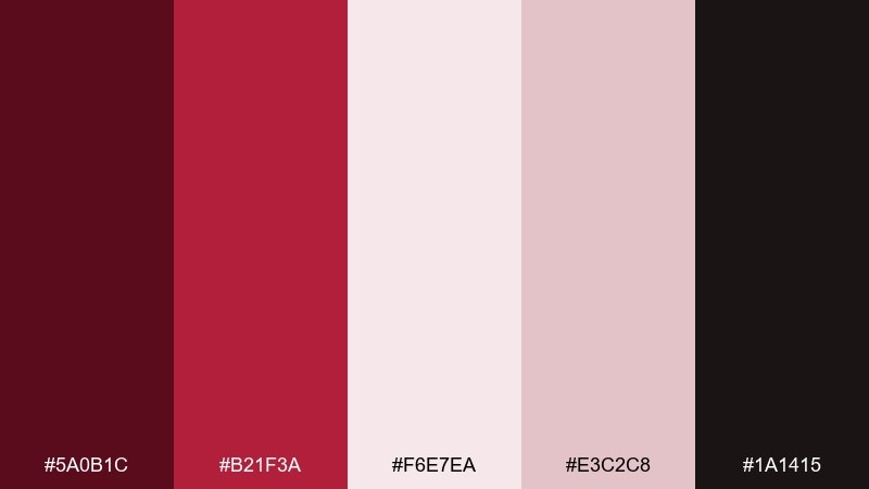 ruby pearl glamorous color palette with hex codes