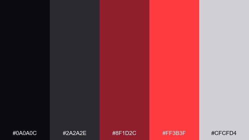 ruby smoke color palette with hex codes