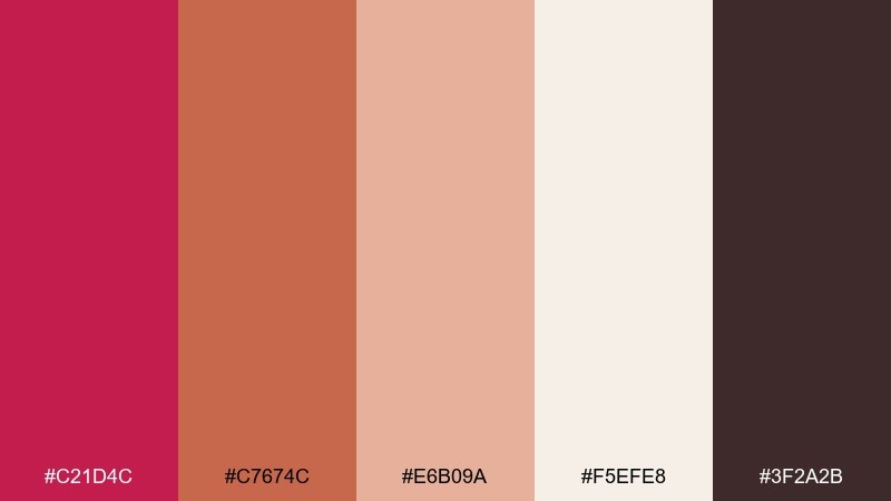 ruby terracotta rose red color palette with hex codes