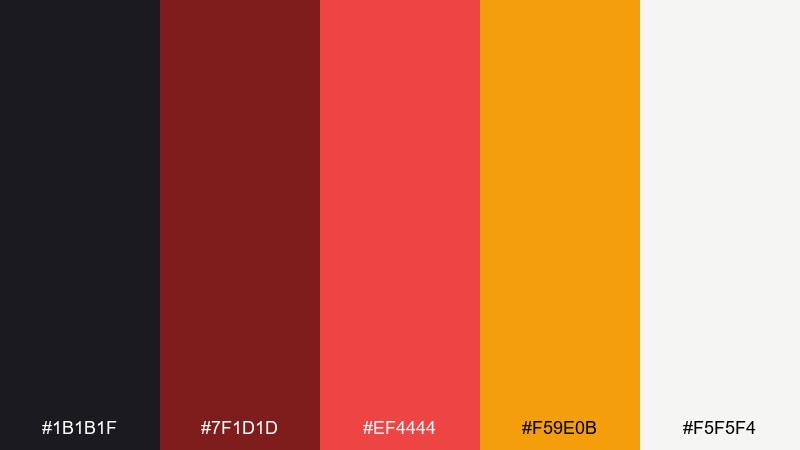 ruby thunder fireworks color palette with hex codes