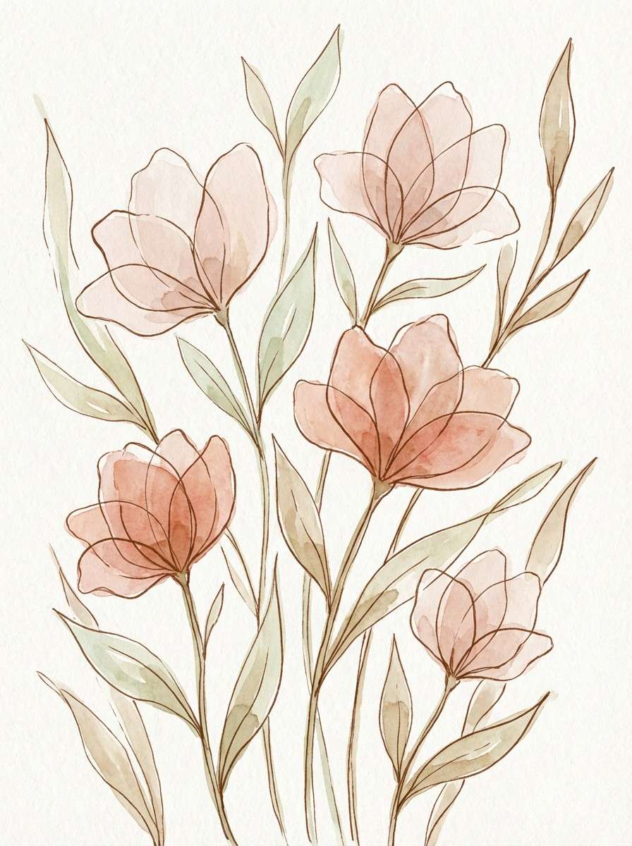 watercolor coral botanicals