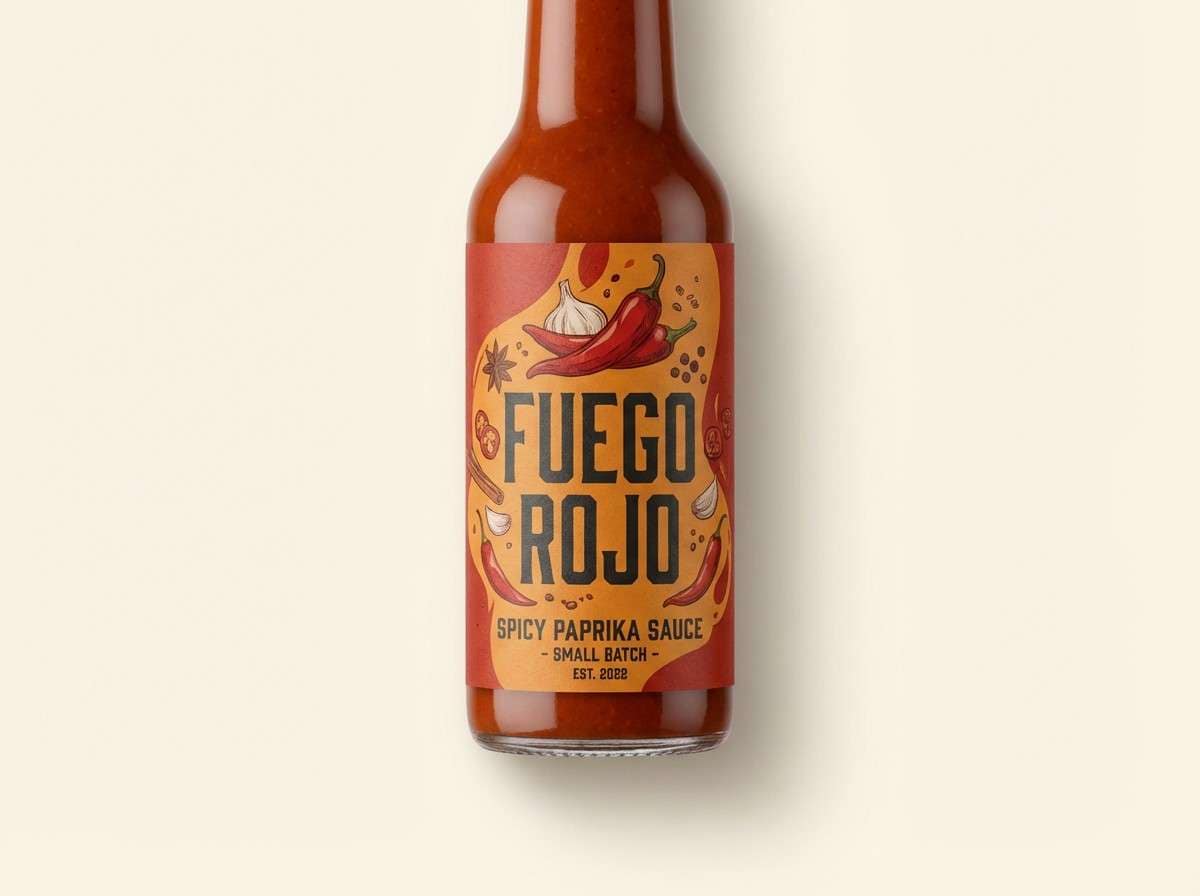 spicy sauce bottle ad