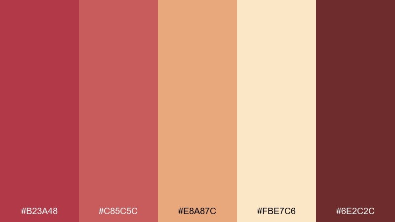 rust and rose warm color palette with hex codes