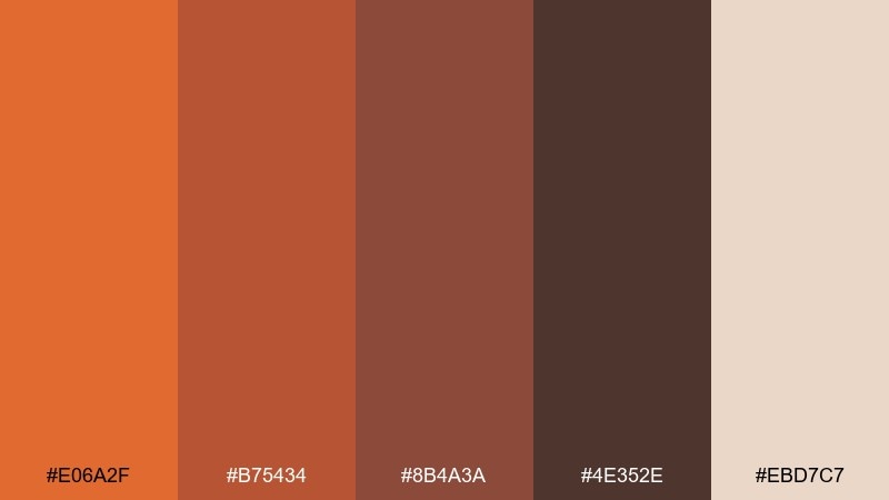 rust and sand editorial color palette with hex codes