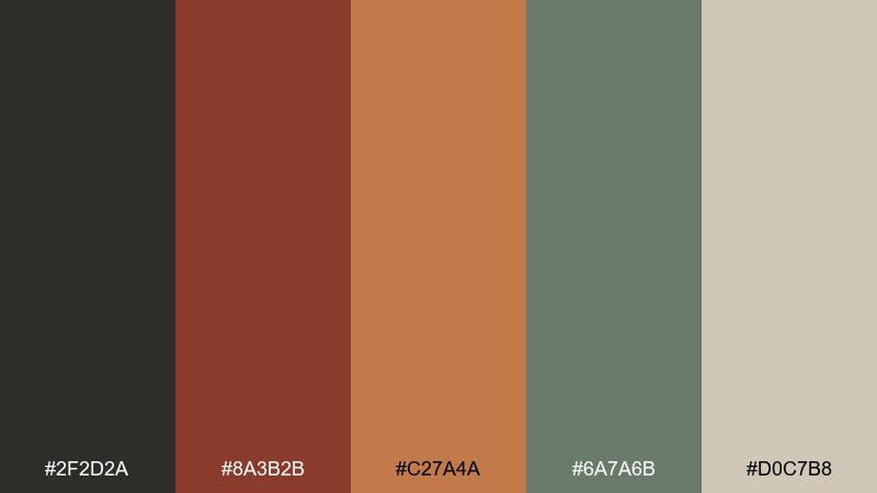 rusted amplifier color palette with hex codes