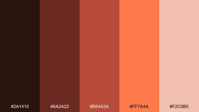 rusted bloom lava color palette with hex codes