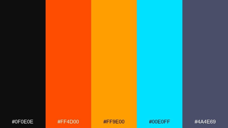 rusted neon cyberpunk color palette with hex codes