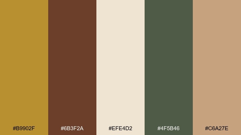 rustic bistro antique brass color palette with hex codes