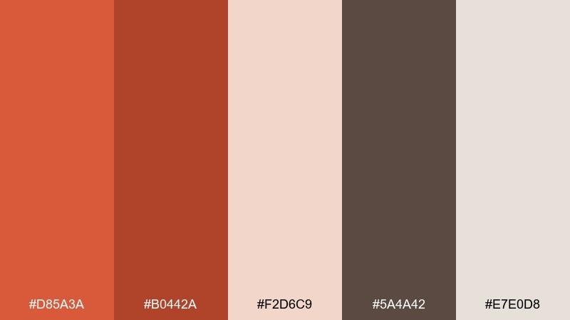 rustic brickwork sunset orange color palette with hex codes