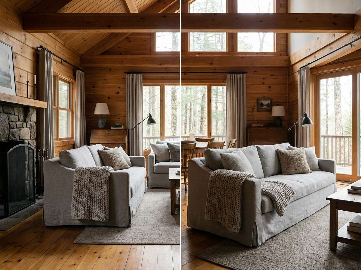 rustic cabin neutrals with warm wood