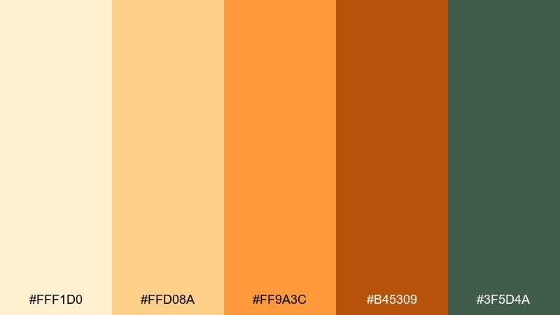 rustic clay citrus color palette with hex codes