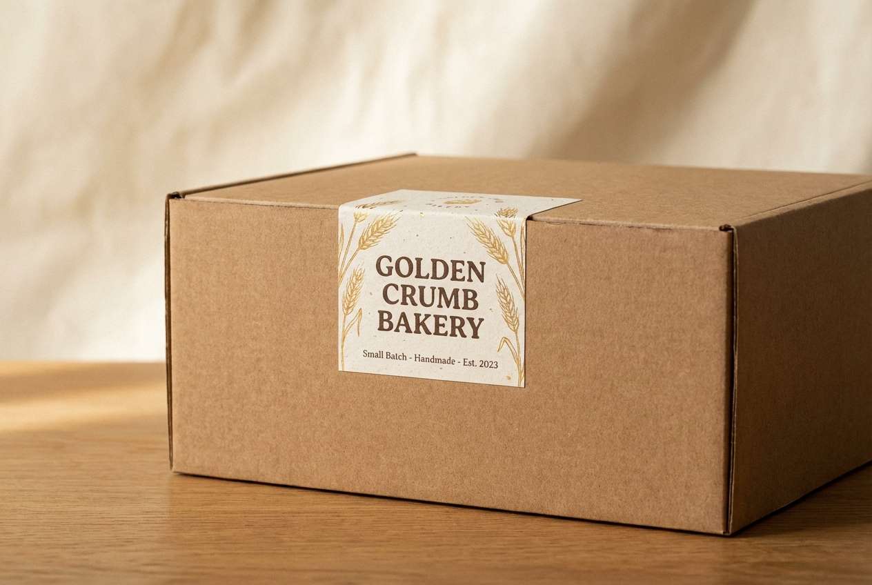 bakery box packaging in rustic color scheme