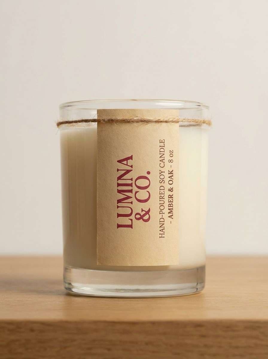 boutique candle label with rustic color combinations