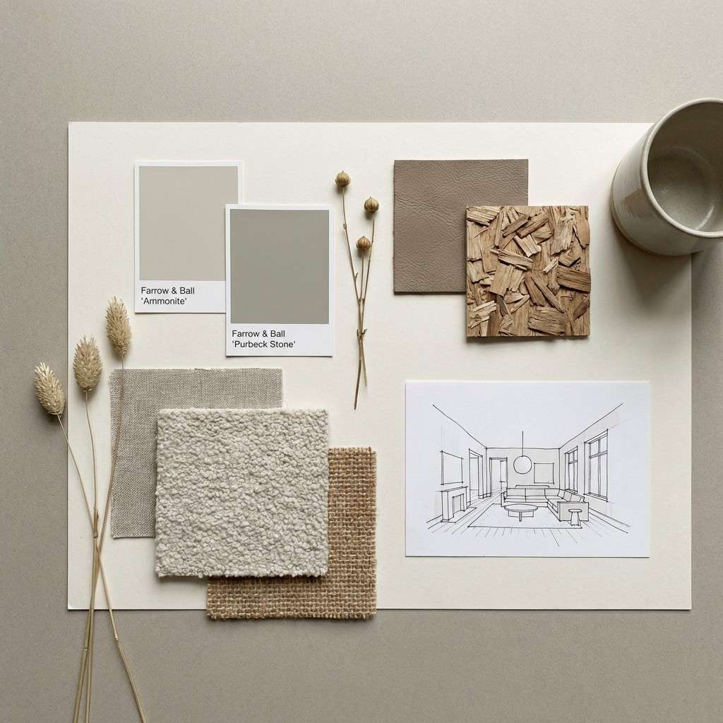 neutral paint moodboard in rustic color scheme