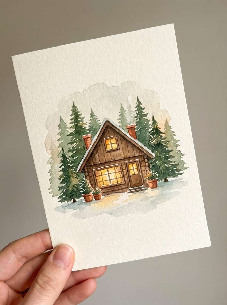 cabin greeting card using rustic color combinations