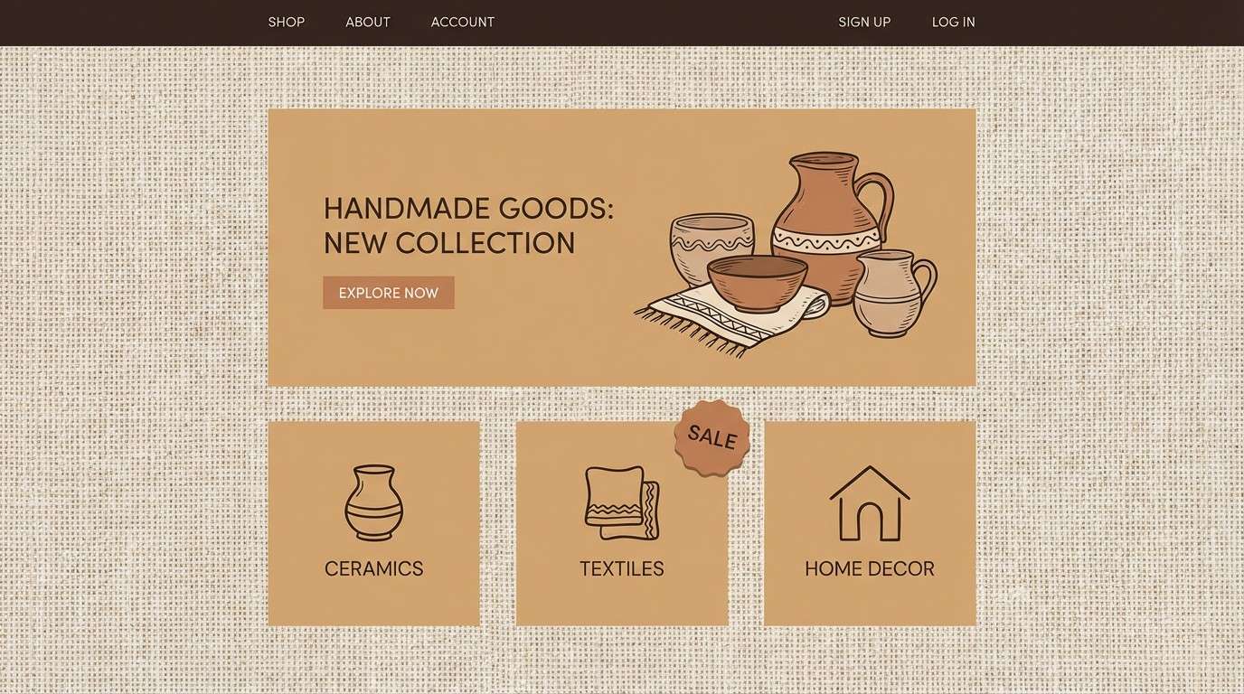 antique shop web banner with rustic colors