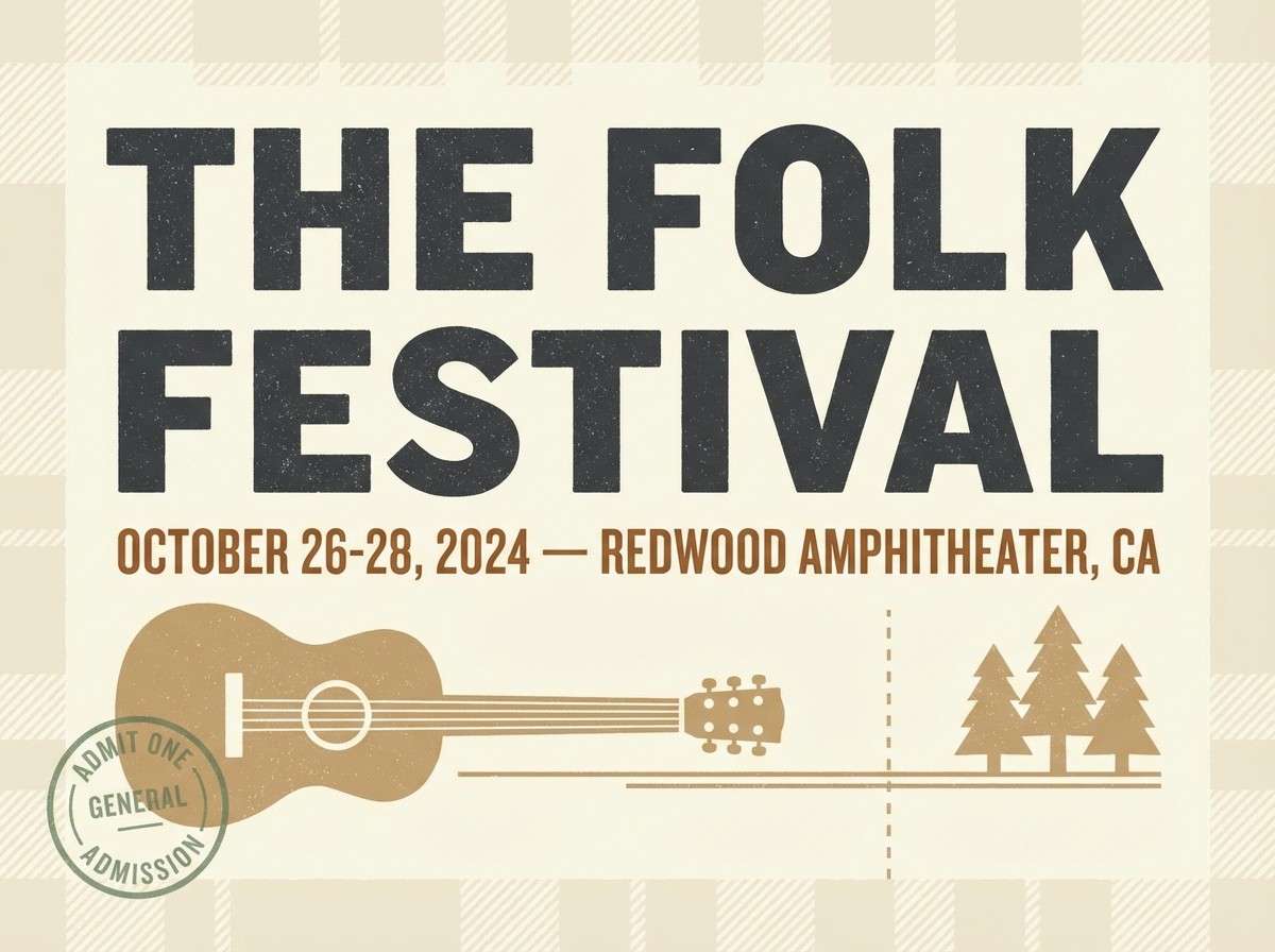 lodge event ticket in rustic color scheme