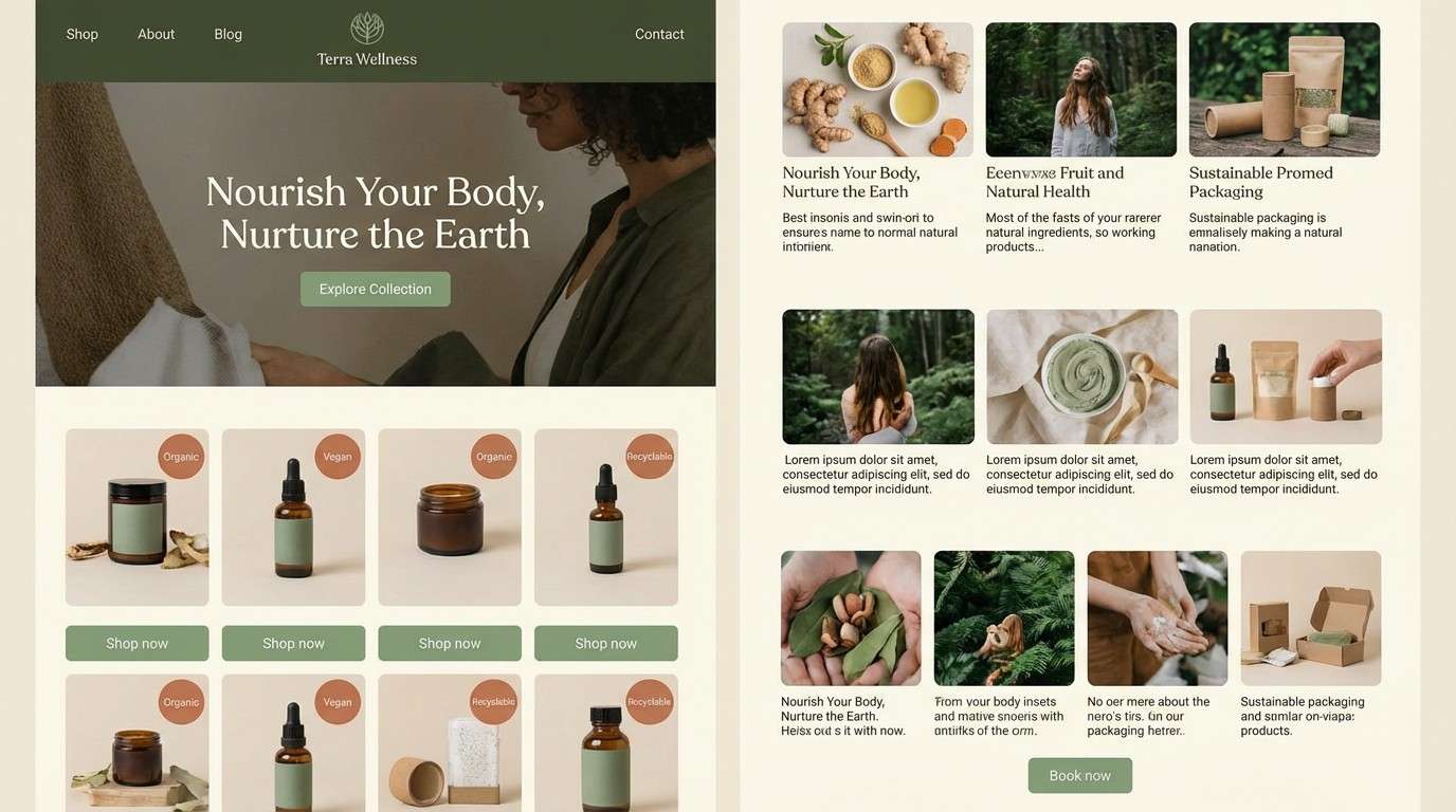eco wellness website ui with rustic tones